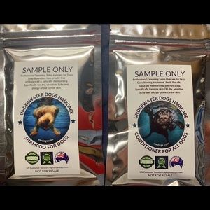 FREE SAMPLES - Underwater dogs hair care for dogs.